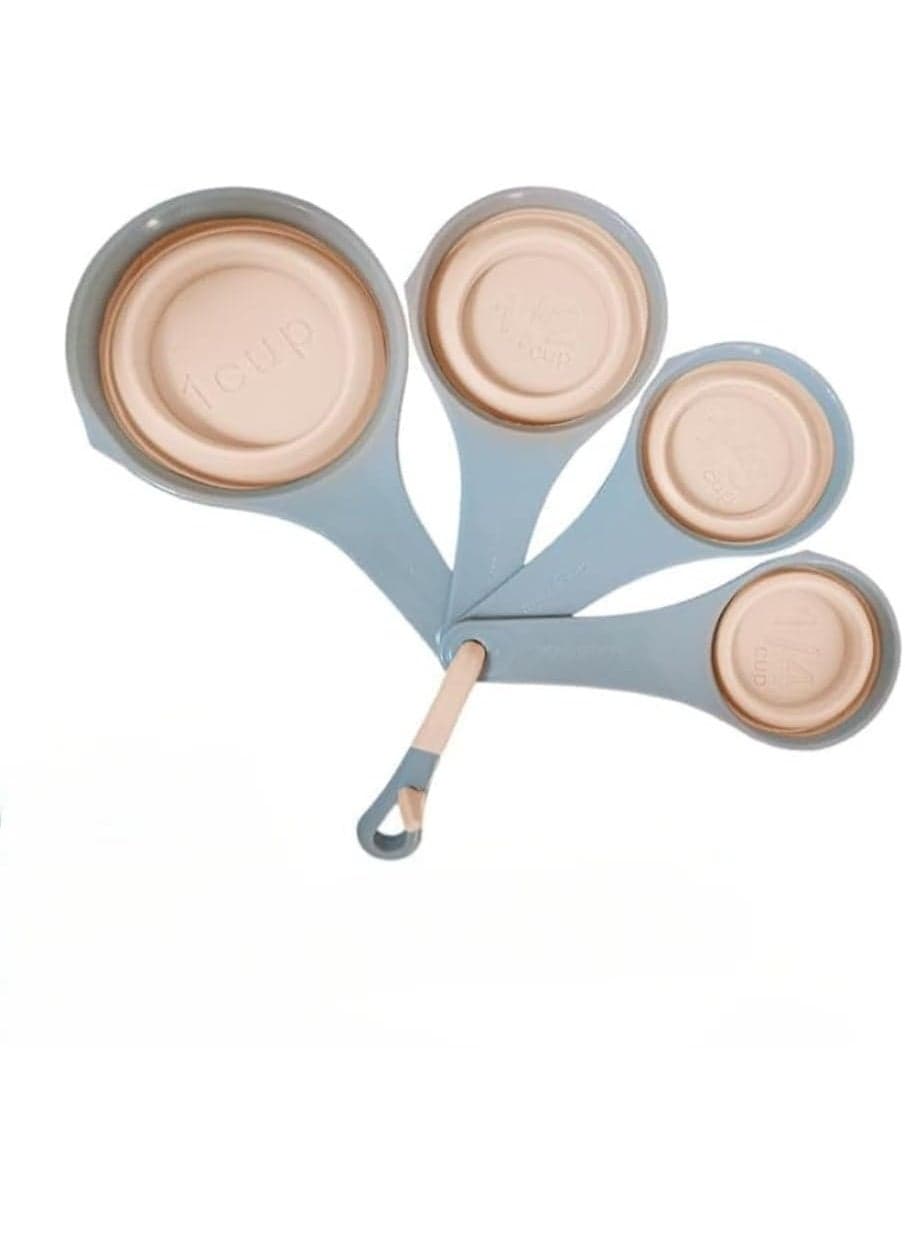 Reusable measuring BPA -Free Silicone spoons 4 pieces sizes measuring cups 59ml 79ml 118ml 237ml easy to store with hook for liquid & dry measuring baking pink Measuring Tools & Scales