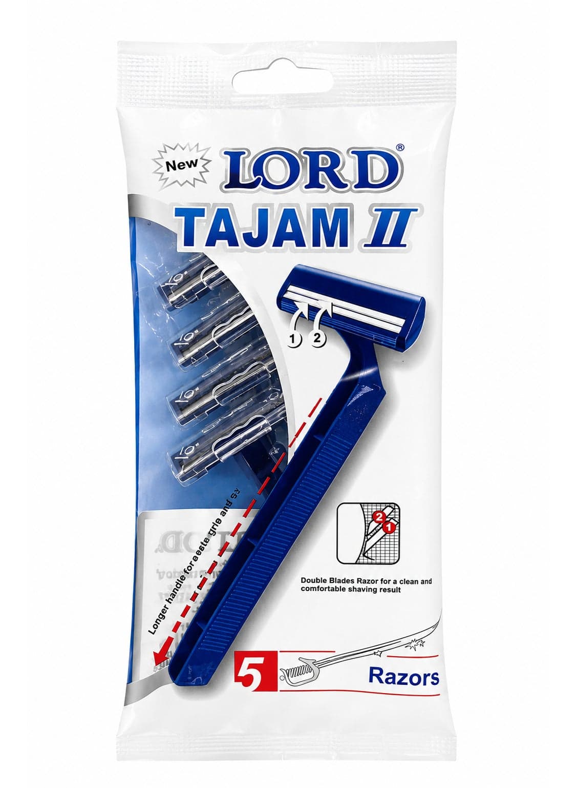 LORD TAJAM II Men's Razor – Pack of 5 Disposable Twin-Blade Razors – Smooth and Comfortable Shave Personal Care