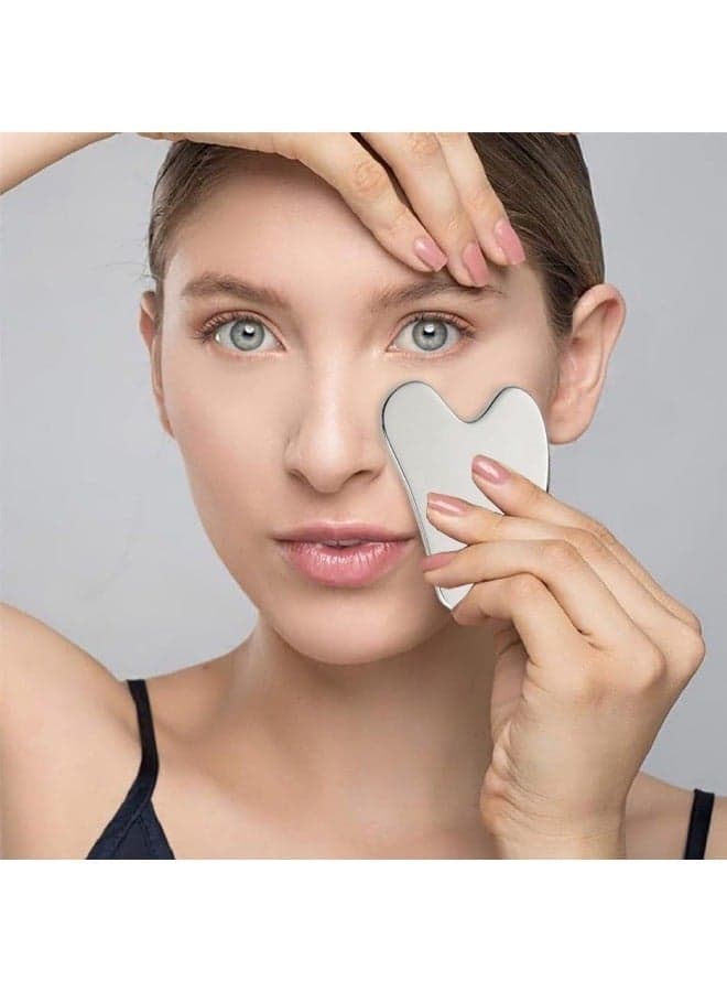 1PC Facial gua sha tool, stainless steel gua sha tool, manual massage tool for shaping the jawline and reducing swelling, facial gua sha massage tool, skincare gift Face Massagers & Rollers (٣)