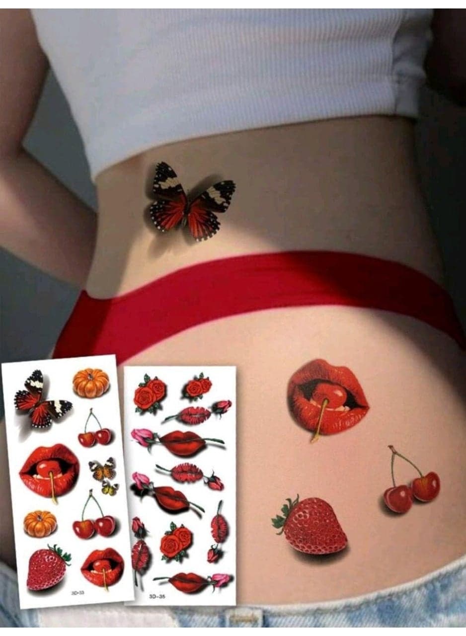 2 Sheets 3D Big Size Body Art Temporary Tattoo Stickers for Women Makeup Tools & Accessories