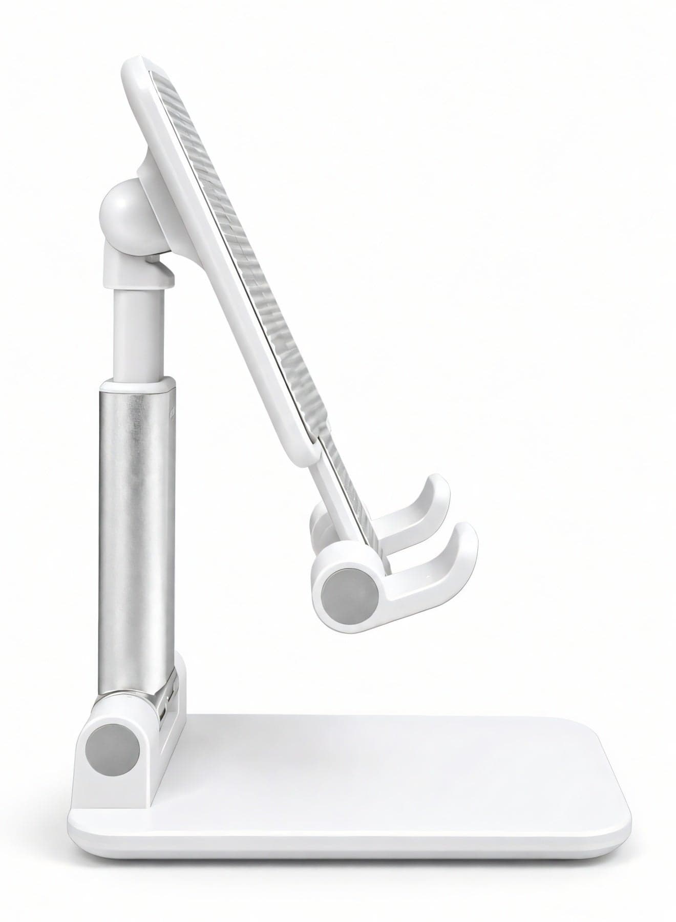Adjustable Desktop Phone and Tablet Stand, 360 Degree Rotating Ball Head, Foldable Multi-Angle Holder with Stable Base - White Phone Grips & Stands