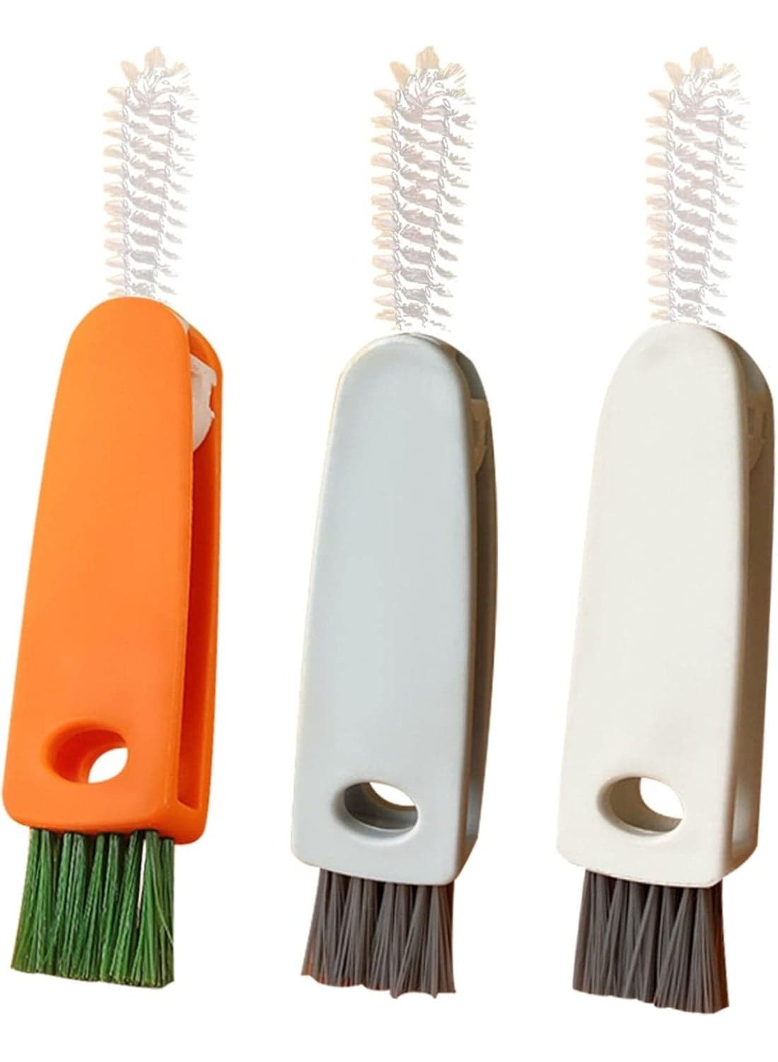 3-in-1 Bottle Cleaning Brush Set - 3 -Pack: Small carrot-shaped brush for bottle caps, straws, cups, feeding bottles, and tight spaces Car Detailing Brushes