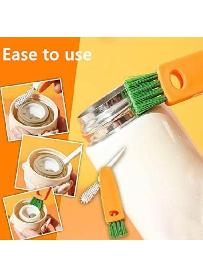 3-in-1 Bottle Cleaning Brush Set - 3 -Pack: Small carrot-shaped brush for bottle caps, straws, cups, feeding bottles, and tight spaces Car Detailing Brushes (٦)
