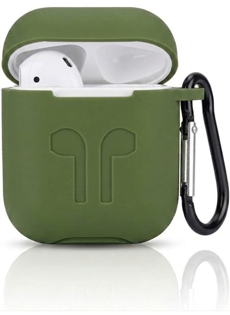 Silicone protective Case For AirPods 1/2 with pendant - shockproof and scratch-resistant (Green) Headphone Cases