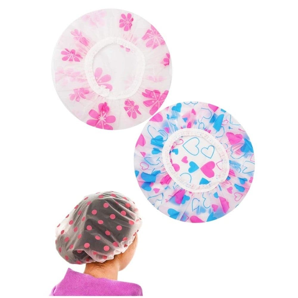 Waterproof Shower Cap 2PCS Reusable Elastic Bath Cap For Women And Men – Lightweight Waterproof Hair Cover For Shower, Spa, Salon, Hair Treatment And Travel