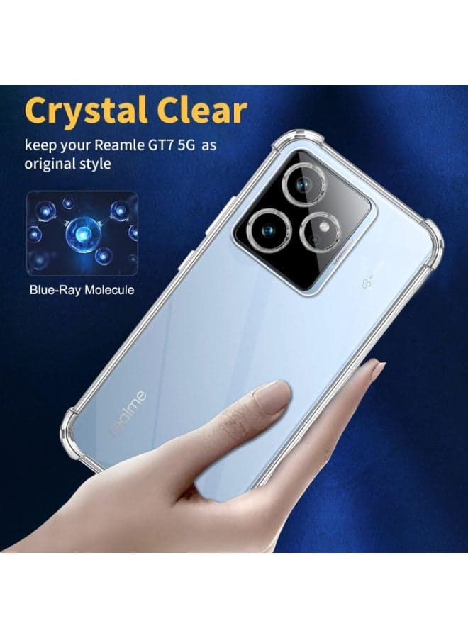 Case compatible with Realme GT7 5G / Realme GT 7 / Realme GT 7T, with shock-absorbing air cushion, full protection, ultra-thin and soft thermoplastic polyurethane and silicone protective case - transparent (2)