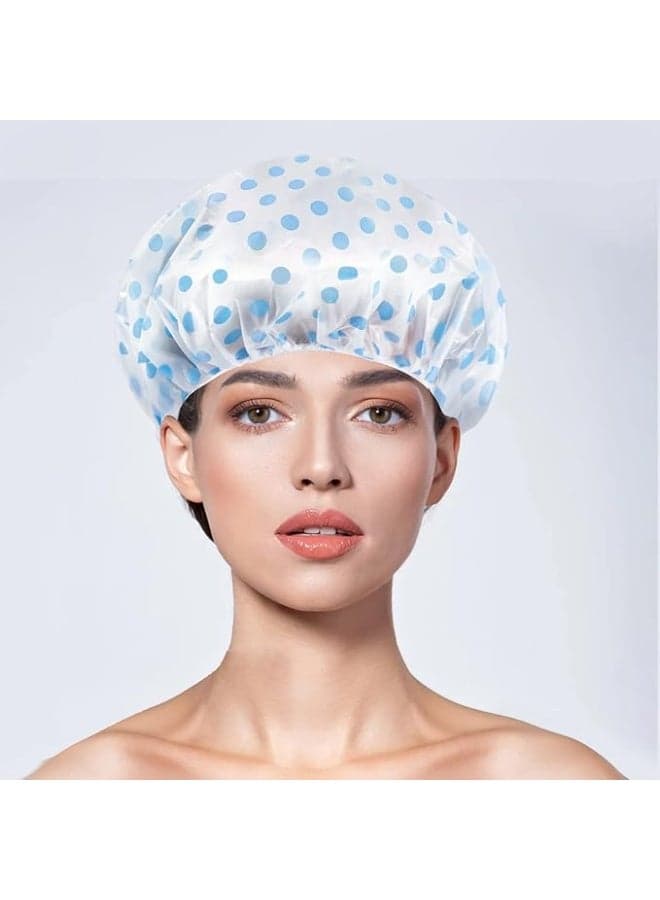 Shower Caps for Women uk,Waterproof and Reusable Bath Cap,28cm Width with Elastic Band, Large Plastic Long Hair Eco Cap.1PCS