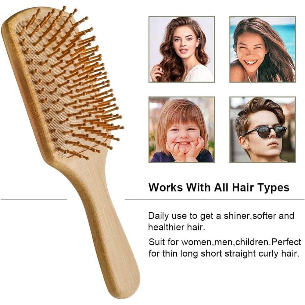 Craft Hair Brush – Eco-Friendly Natural Bamboo Wooden Paddle Brush for Detangling, Scalp Massage, Long, Curly, Short, Thick & Thin Hair for Women, Men & Kids (4)