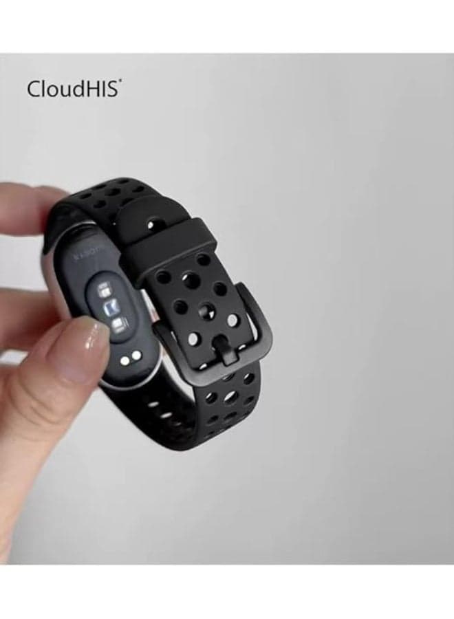 ECO Band Compatible with Xiaomi Mi band10/ Xiaomi Mi band 9/ Xiaomi Mi band 8 Replacement Strap, Silicone Skin-Friendly Wrist Strap Sports Wristbands for Women Men Xiaomi Band 8/9/10 (Black) Smartwatch Bands (٣)