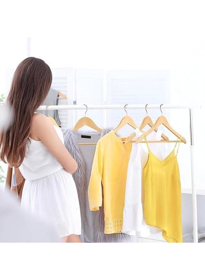 3 Pack Solid Wood Coat Hangers – Stylish Wardrobe Clothes Organizer with Chrome Hooks & Trouser Bar – Multi-Purpose Hanging Accessories for Suits, Jackets & Shirts – Natural Beige (٥)