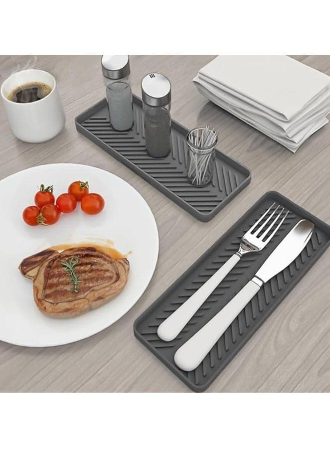 1pc Modern Style Silicone Tray, Multipurpose Flexible Tray, Ideal For Kitchen Soap, Bathroom Countertop Organizer, Perfect For Perfume, Candle, Keys (7)