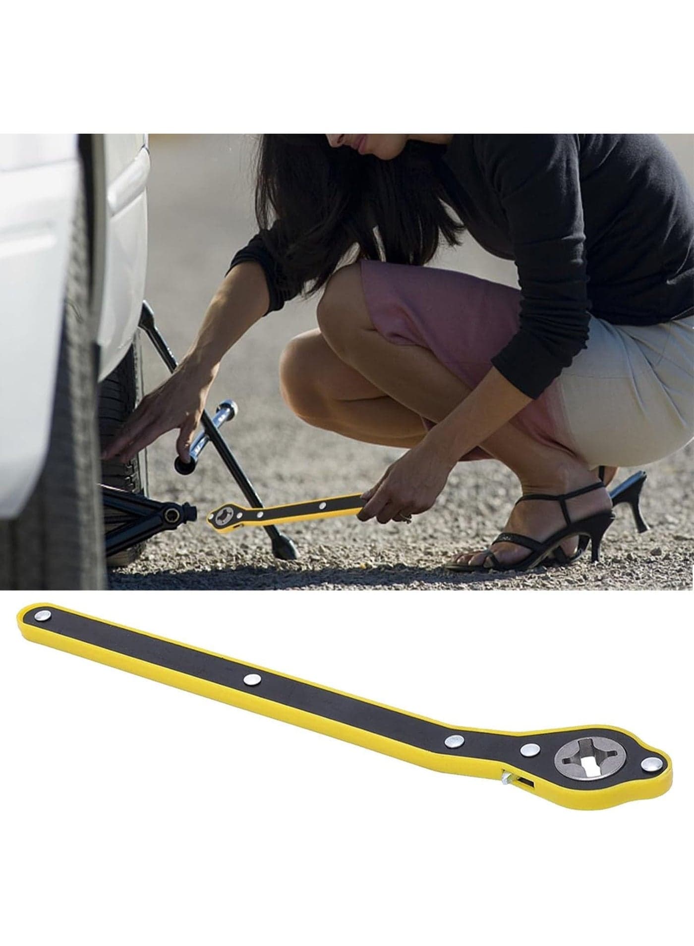 Car Jack Handle Ratchet Wrench, 360° Swivel, Labor Saving, Universal Tire Repair Tool Vehicle Jacks (٦)