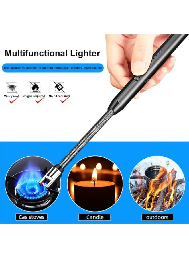 Smart rechargeable electronic lighter with USB output, a flexible 360-degree rotating neck, and an LED battery level indicator; color selected at random. Kitchen Utensils & Gadgets (٢)