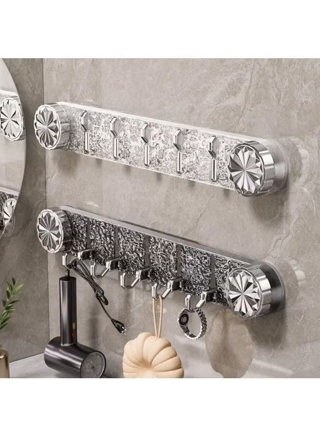 Multi-Purpose Wall & Door Hook Rack – 5 Movable Hooks Transparent Design Closet Clothes Hangers