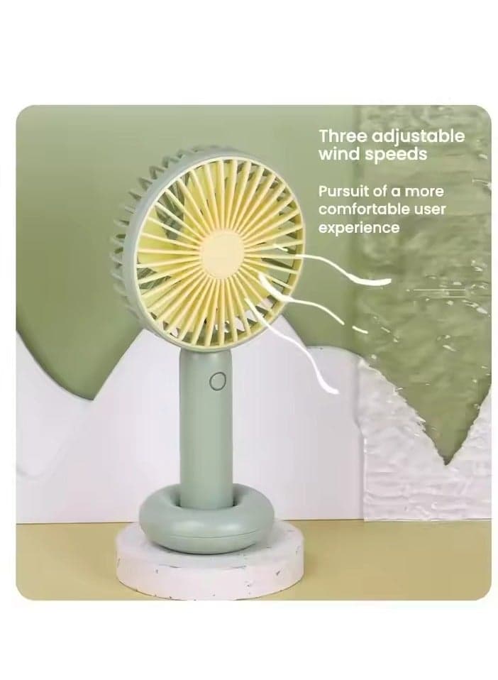 Rechargeable hand fan with light + USB round base - 5626 - Multicolor Table Fans (٢)