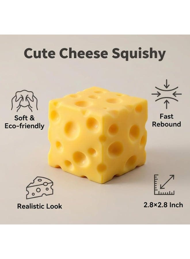Squishy Fidget Stress Relief Toy Realistic Cheese Cube & Fruit Shaped Sensory Toy (5)