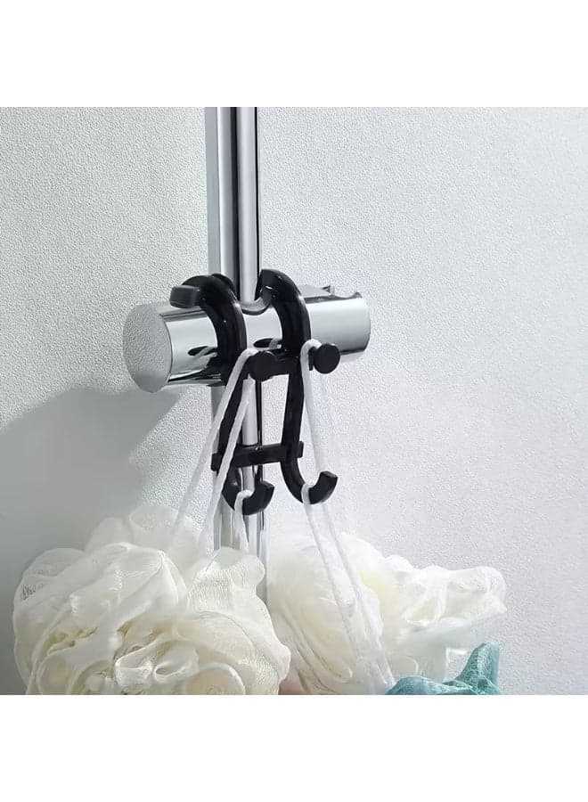 Multi-Functional No-Drill Bathroom Storage Hooks for Shower Rods, Glass Doors & Shelves Hardware