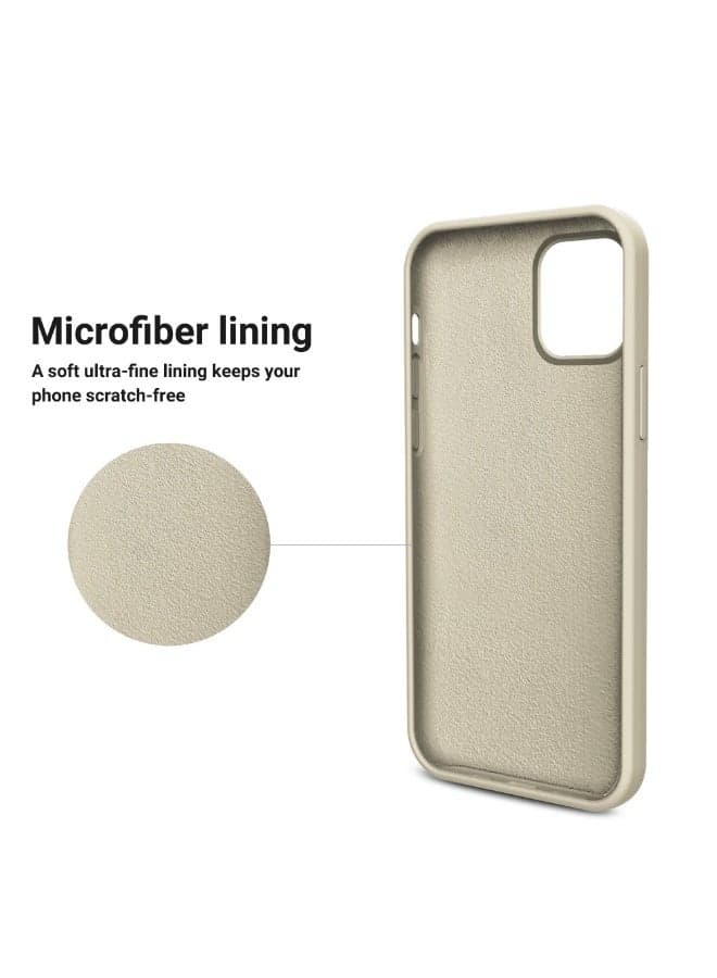 Compatible with iPhone 14 Pro Max Case 6.7 Inch Slim Liquid Silicone 4 Layers Soft Gel Rubber Shockproof Protective Phone Case with Anti Scratch Microfiber Lining (Beige) Cases & Covers (٧)