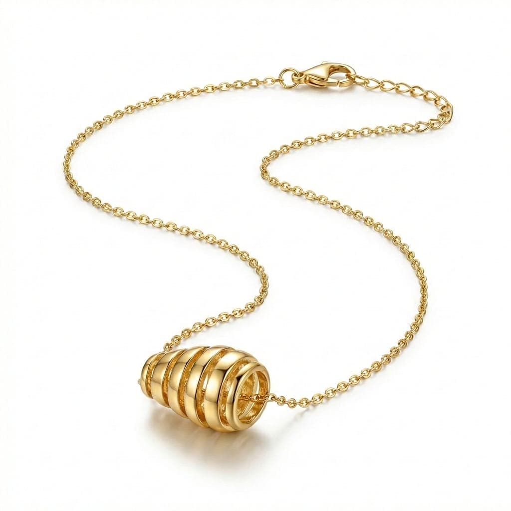A stylish gold necklace made of rust-resistant stainless steel, with a hollow cylindrical "honeycomb" design and a striking modern shine, with an adjustable clasp to suit you. Women's Necklaces (2)