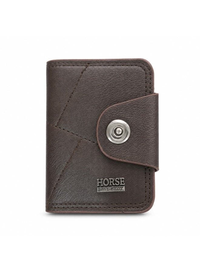 HORSE Men's Wallet and Card Holder, Specialized Faux Leather, Separate Cards (Zipper + Snap) - Practical Design and Large Capacity (brown)