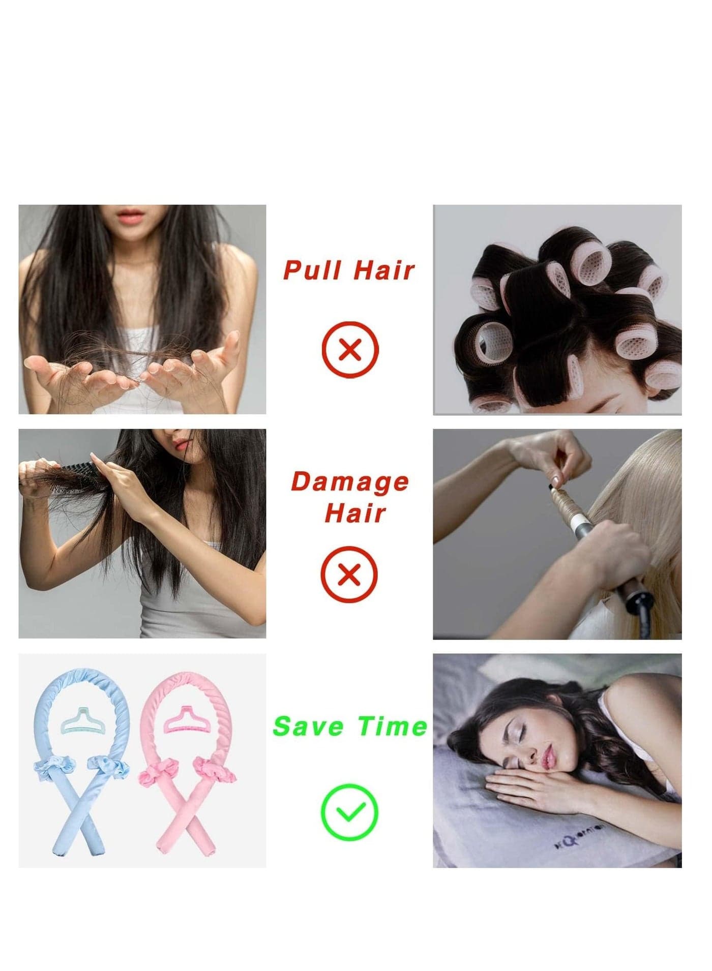 Heatless Curlers Hair Roller Set multicolor Hair Curling Irons (٣)