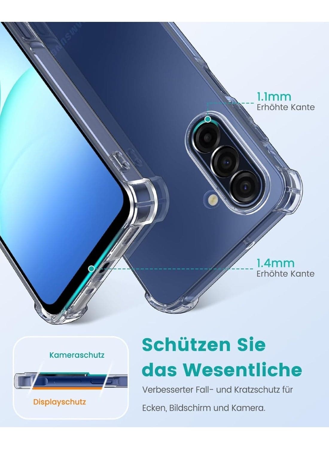 Mobile phone case compatible with Samsung Galaxy A17 5G / 4G, transparent case with drop-resistant corners, ultra-thin TPU silicone transparent case - transparent Cases & Covers (٢)