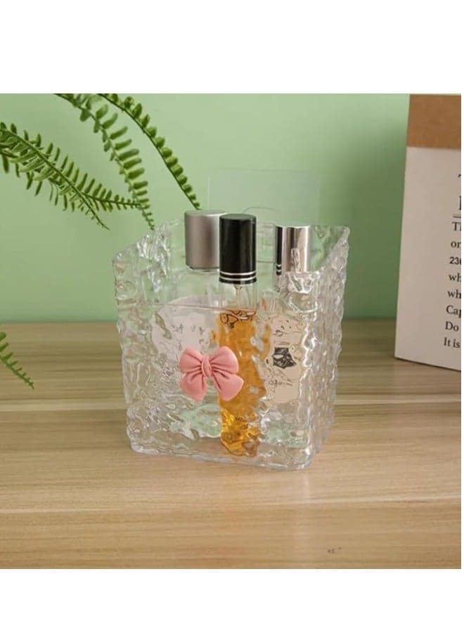 Clear acrylic organizer. Its modern design makes your makeup corner or bathroom more organized and elegant. Stylish and modern shape. Multi-use for makeup tools or toothbrushes. Cosmetic & Toiletry Bags (٨)