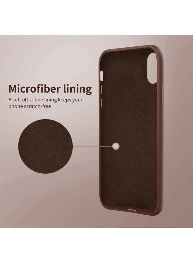 Compatible with iPhone X/Xs Case 5.8 Inch Slim Liquid Silicone 4 Layers Soft Gel Rubber Shockproof Protective Phone Case with Anti Scratch Microfiber Lining (Brown) (3)