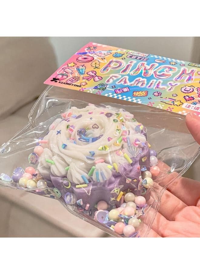 KRRFDP Taba Cat Squishy Squeeze Toys, Pinch Family Squishy Toys, 40 Styles Available, Cute Soft Cat Paws Squishy Toys Squishy Hamster, Kawaii Fidget Toys Squishy for Adults Kids (Cake Violet)