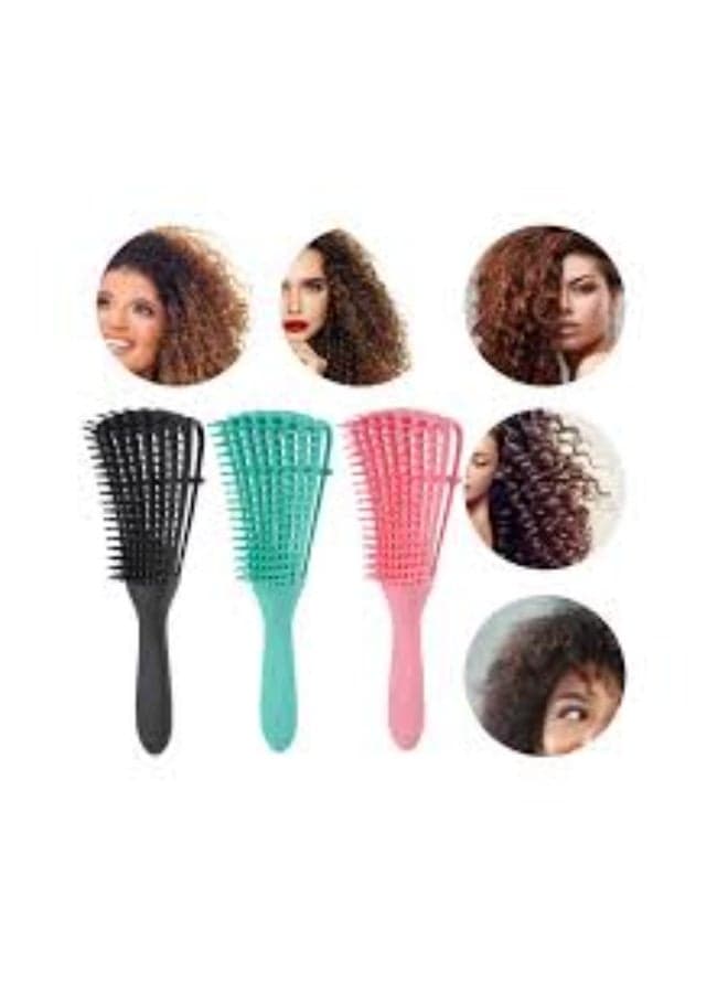 Flexible Hair Brush with Adjustable Clip for Effortless Detangling – Perfect for Curly, Wavy, Dry, and Wet – Gentle Styling Brush, Single Piece, Multi-Color (٨)