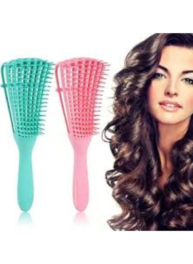 Flexible Hair Brush with Adjustable Clip for Effortless Detangling – Perfect for Curly, Wavy, Dry, and Wet – Gentle Styling Brush, Single Piece, Multi-Color (٧)