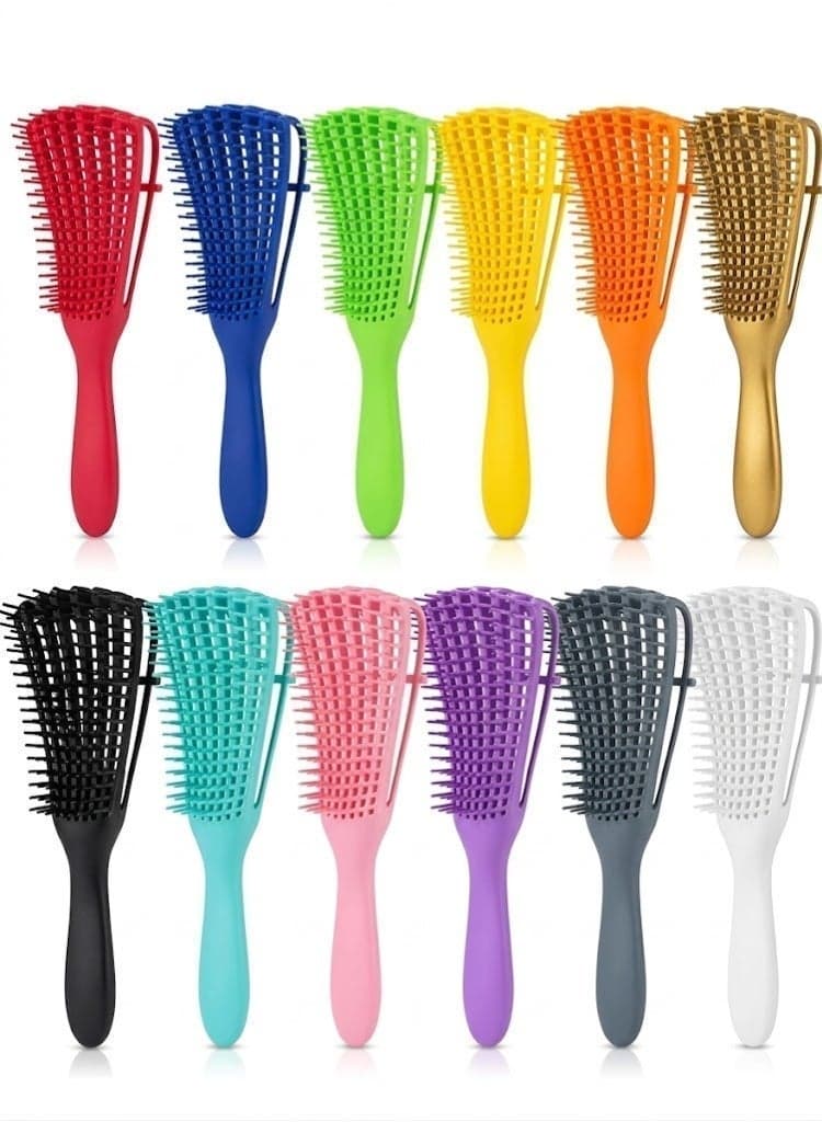 Flexible Hair Brush with Adjustable Clip for Effortless Detangling – Perfect for Curly, Wavy, Dry, and Wet – Gentle Styling Brush, Single Piece, Multi-Color (٥)