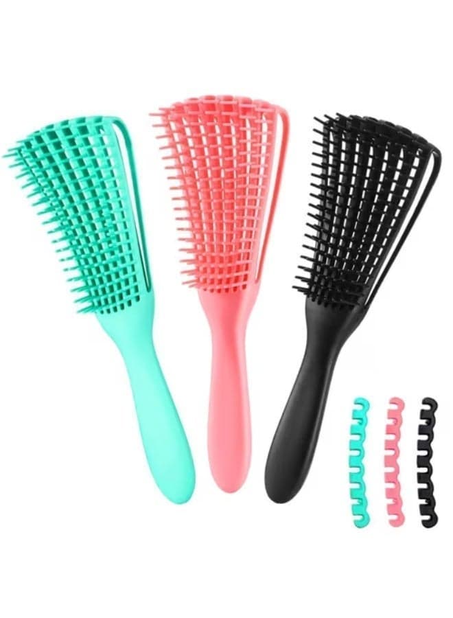 Flexible Hair Brush with Adjustable Clip for Effortless Detangling – Perfect for Curly, Wavy, Dry, and Wet – Gentle Styling Brush, Single Piece, Multi-Color (٢)