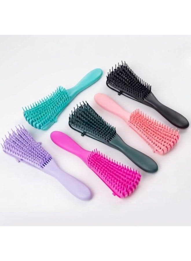 Flexible Hair Brush with Adjustable Clip for Effortless Detangling – Perfect for Curly, Wavy, Dry, and Wet – Gentle Styling Brush, Single Piece, Multi-Color (٤)
