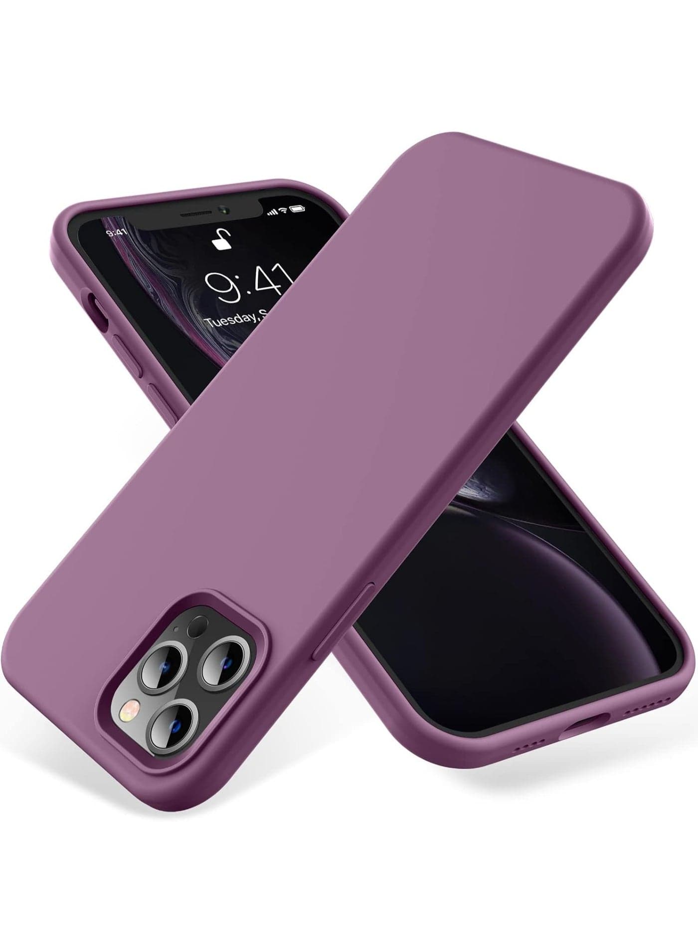 Compatible with iPhone 13 Pro Max Case 6.7 Inch Slim Liquid Silicone 4 Layers Soft Gel Rubber Shockproof Protective Phone Case with Anti Scratch Microfiber Lining (Lavender Purple)