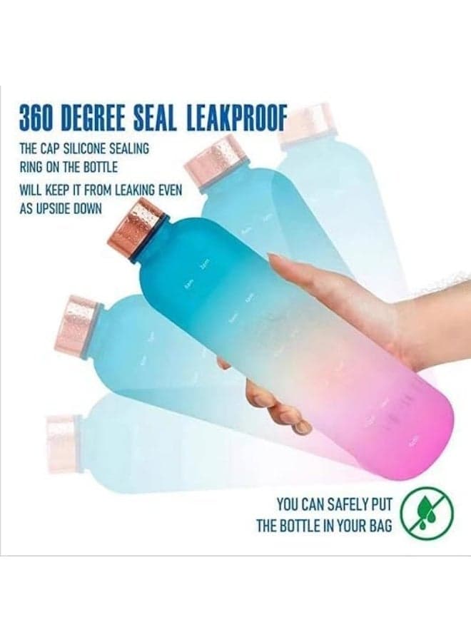 Motivational Water Bottle – Inspirational Time Marker, Leakproof & Durable for Gym, Sports, and Outdoor Activities (Rainbow colors, 1, Liters) (٦)