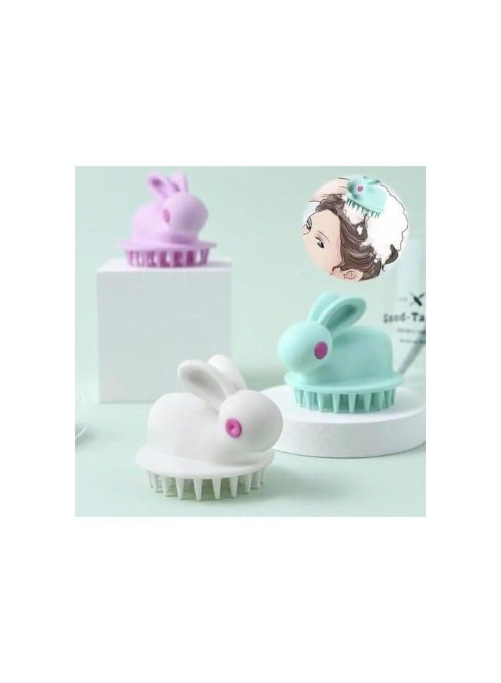 Silicone Rabbit-Shaped Scalp Massager Brush – Cute Rabbit Design Canisters (٢)