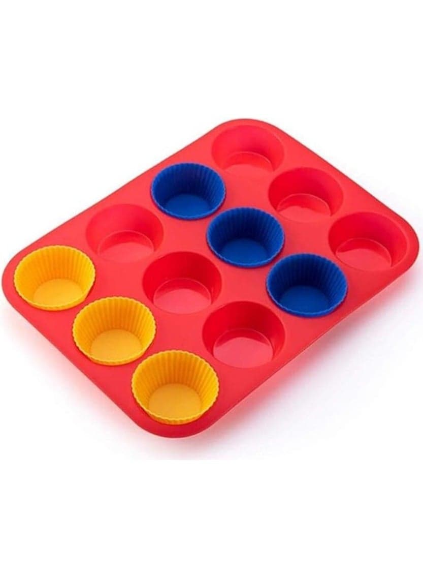 10 Pcs Reusable Silicone Cupcake Molds, Non-Stick Baking Cups for Muffins, Desserts and Chocolate Moulds (6)