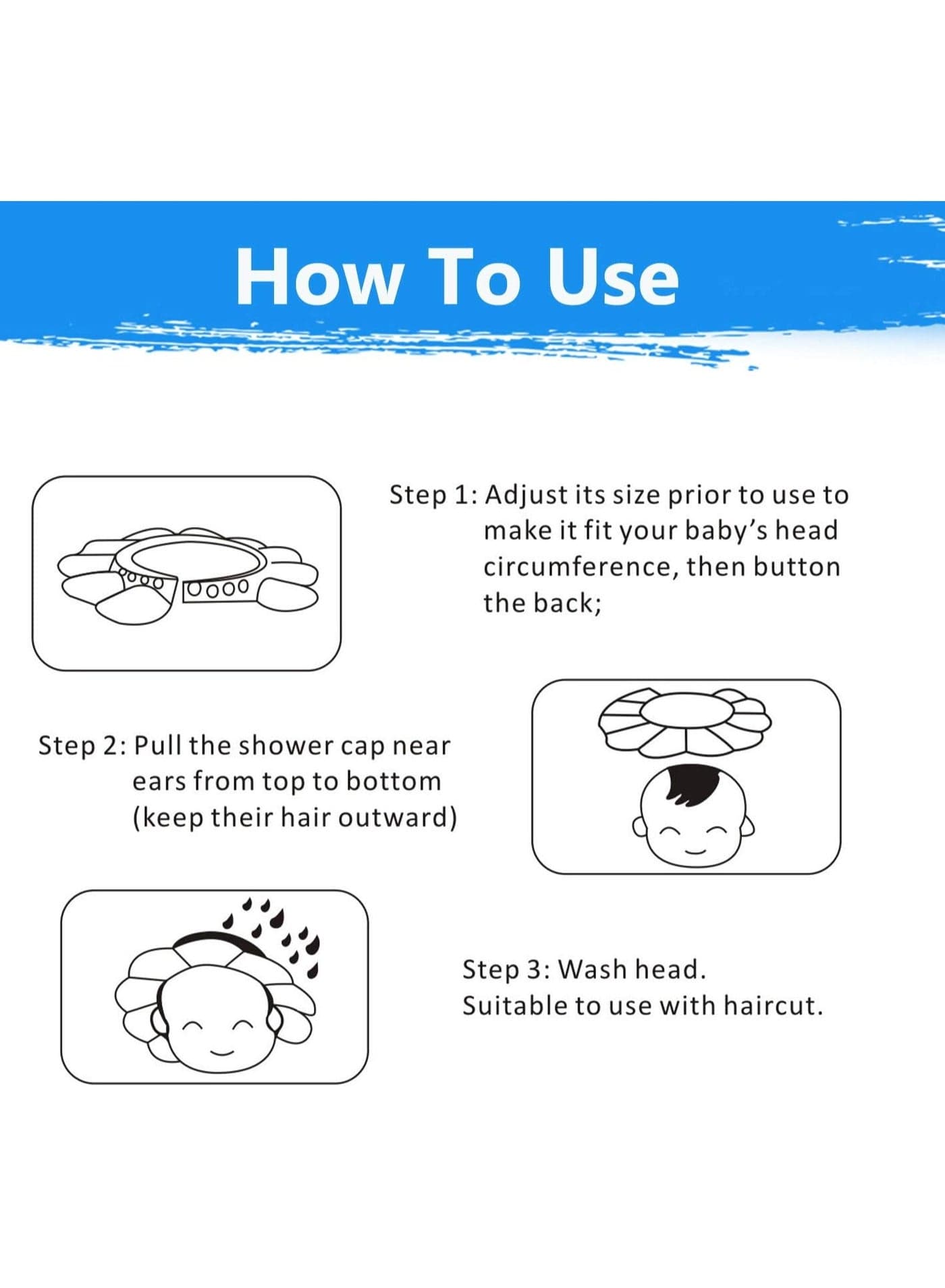 Baby Shampoo Eye Protection Cap, Adjustable Shampoo Shower Cap, Safe Baby Shower Cap (Blue) (8)