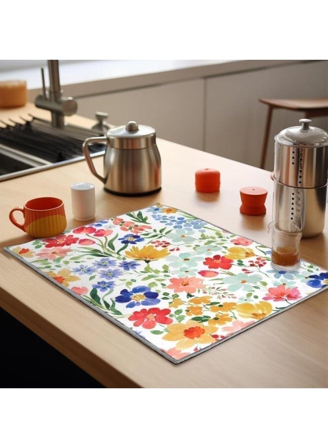 Super absorbent dish drying mat 50x38cm – thick, quick-drying, random colors and patterns for the kitchen - piece Place Mats
