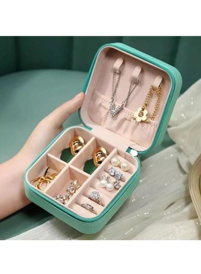 Green Small Jewelry Box, Rings, Earrings, Necklace and Bracelet Organizer, mini Travel portable Jewelry Case, Gifts for Girls, Jewelry Display Case Girls' Jewellery