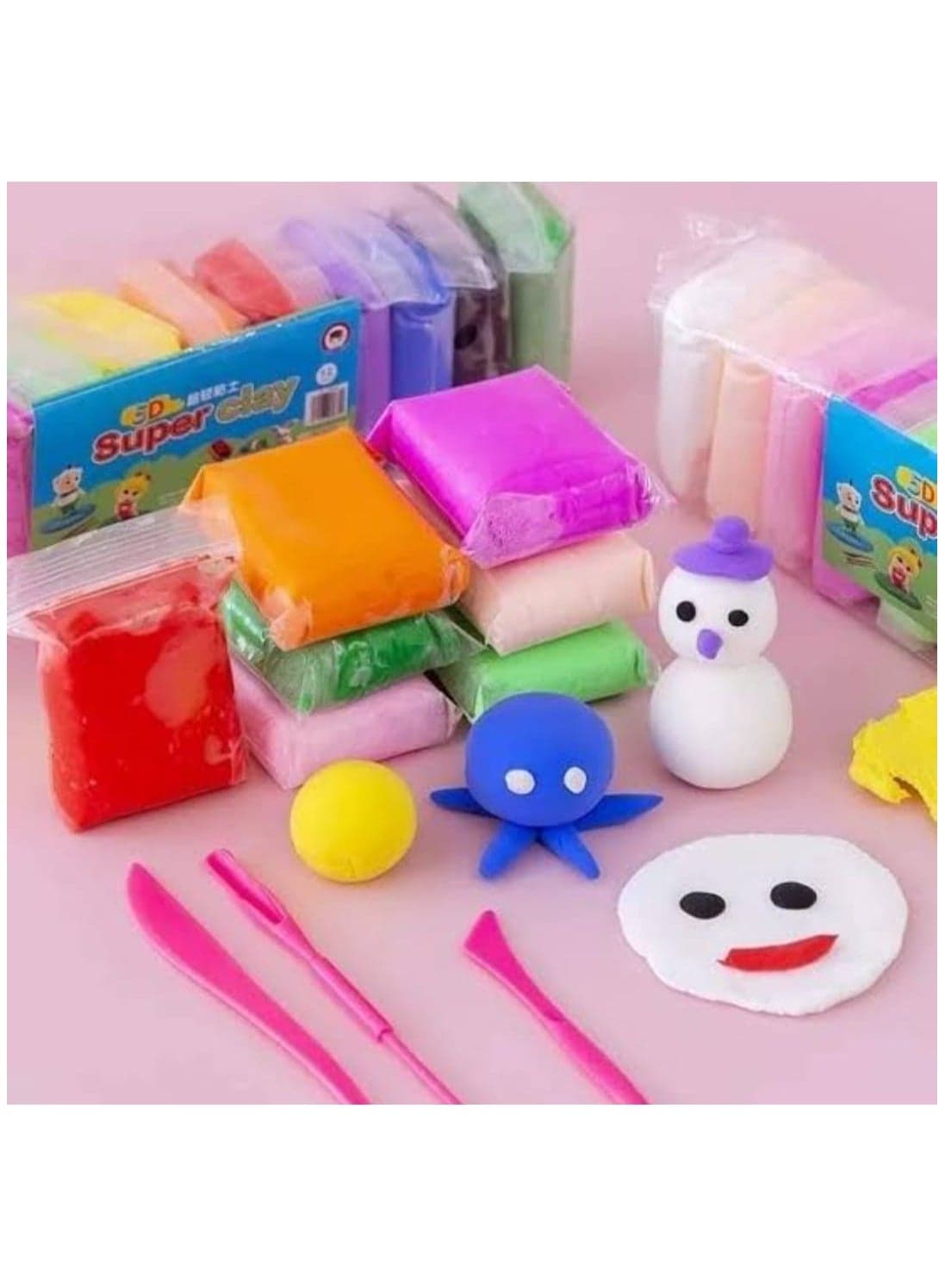Magic Air Dry Clay Soft and Light Clay with Sculpting Tools, for Kids Art Crafts, Multi-Color Interactive Modeling Clay Toy Pack of 24 Clay & Dough (3)