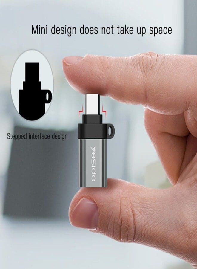 GS06 Mini Function Mobile Phone Power Data Transmit Convert Card Reader Type-C To USB OTG Adapter (٦)