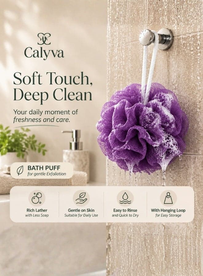 Calyva Shower Puff – 50g Body Cleansing Bath Sponge Loofahs, Sponges & Poufs