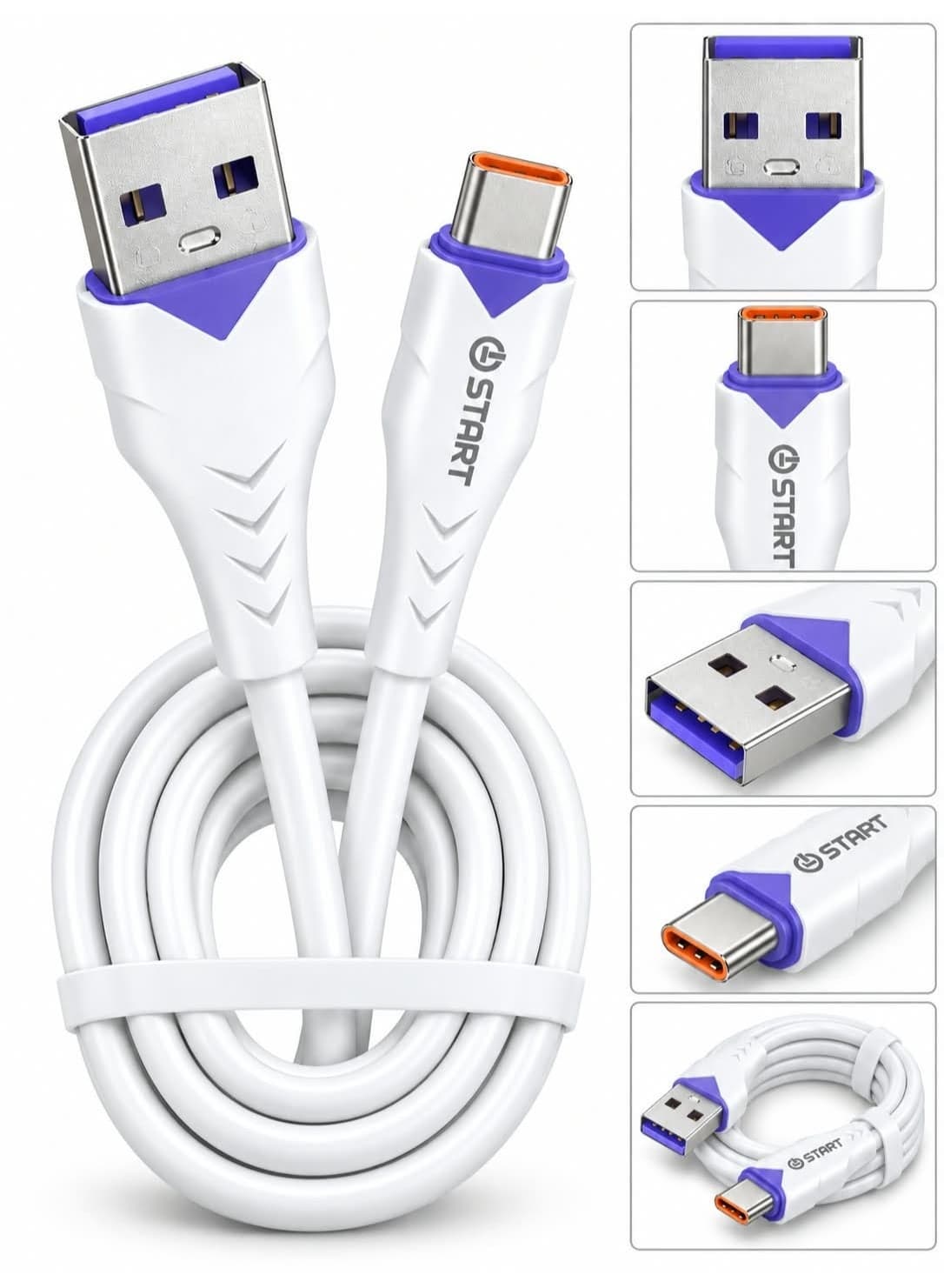 Type-C Charging and Data Transfer Cable – Fast Charging and Data Transfer (3.5A) – Durable Design – White and Blue – Model XUD-25 (٢)