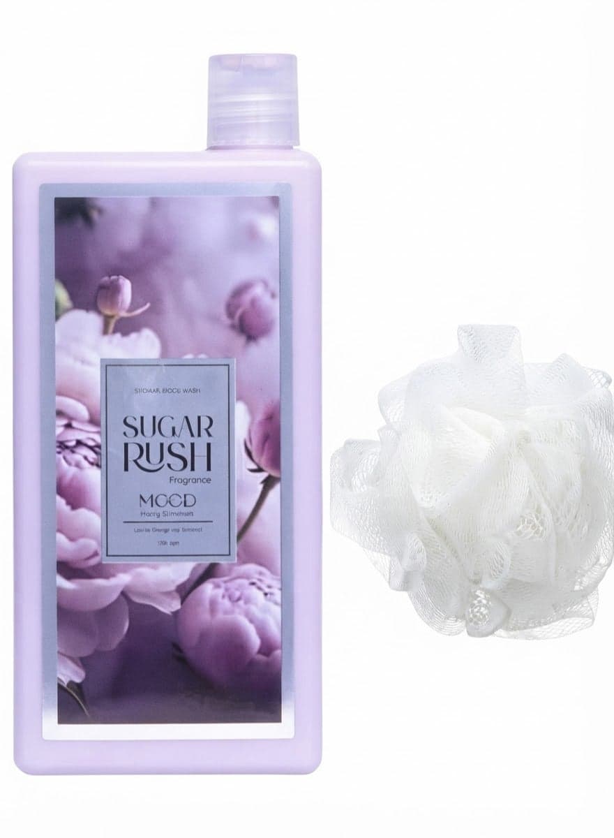 Mood Sugar Rush Shower Gel 750 Gm +Loofah Multi-Colour Shower Gels & Body Wash