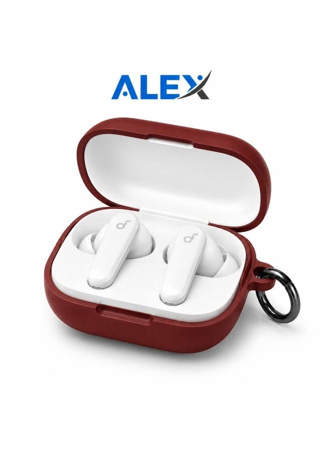 ALEX Silicone Protective Case for Soundcore R50i NC, MagSafe Compatible, with Metal Carabiner, Burgundy (2)