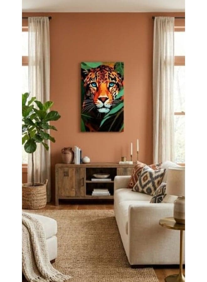 Tiger Wall Art, Vibrant Orange and Green, Wildlife Animal Theme, Modern Home Decor size (20x40) Other Wall Art (٤)