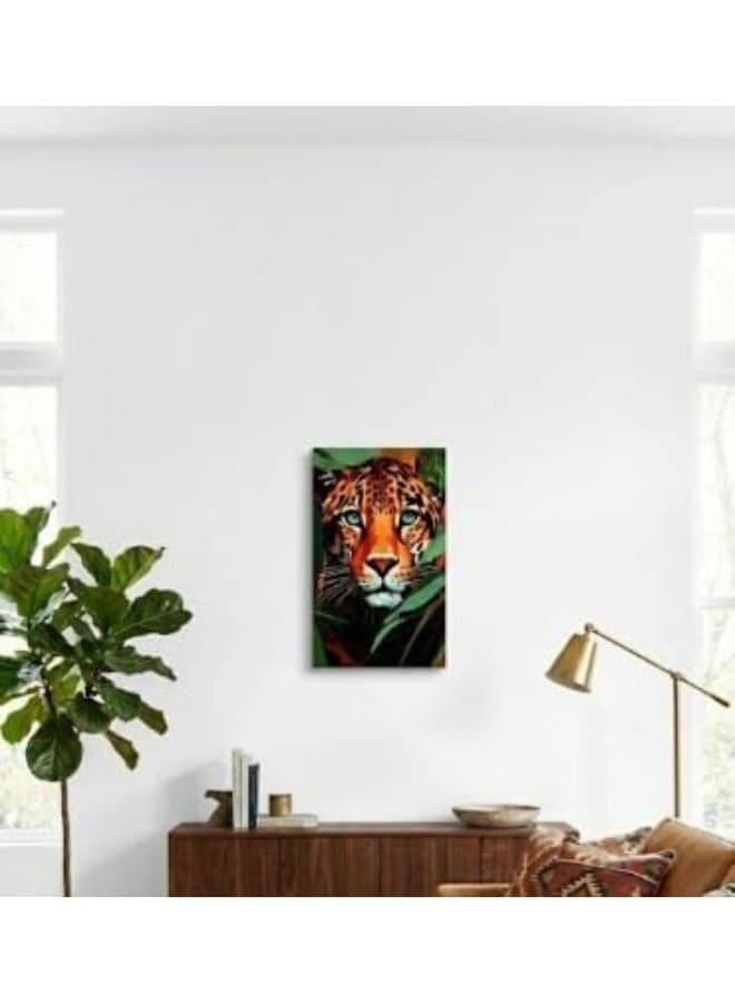 Tiger Wall Art, Vibrant Orange and Green, Wildlife Animal Theme, Modern Home Decor size (20x40) Other Wall Art (٣)
