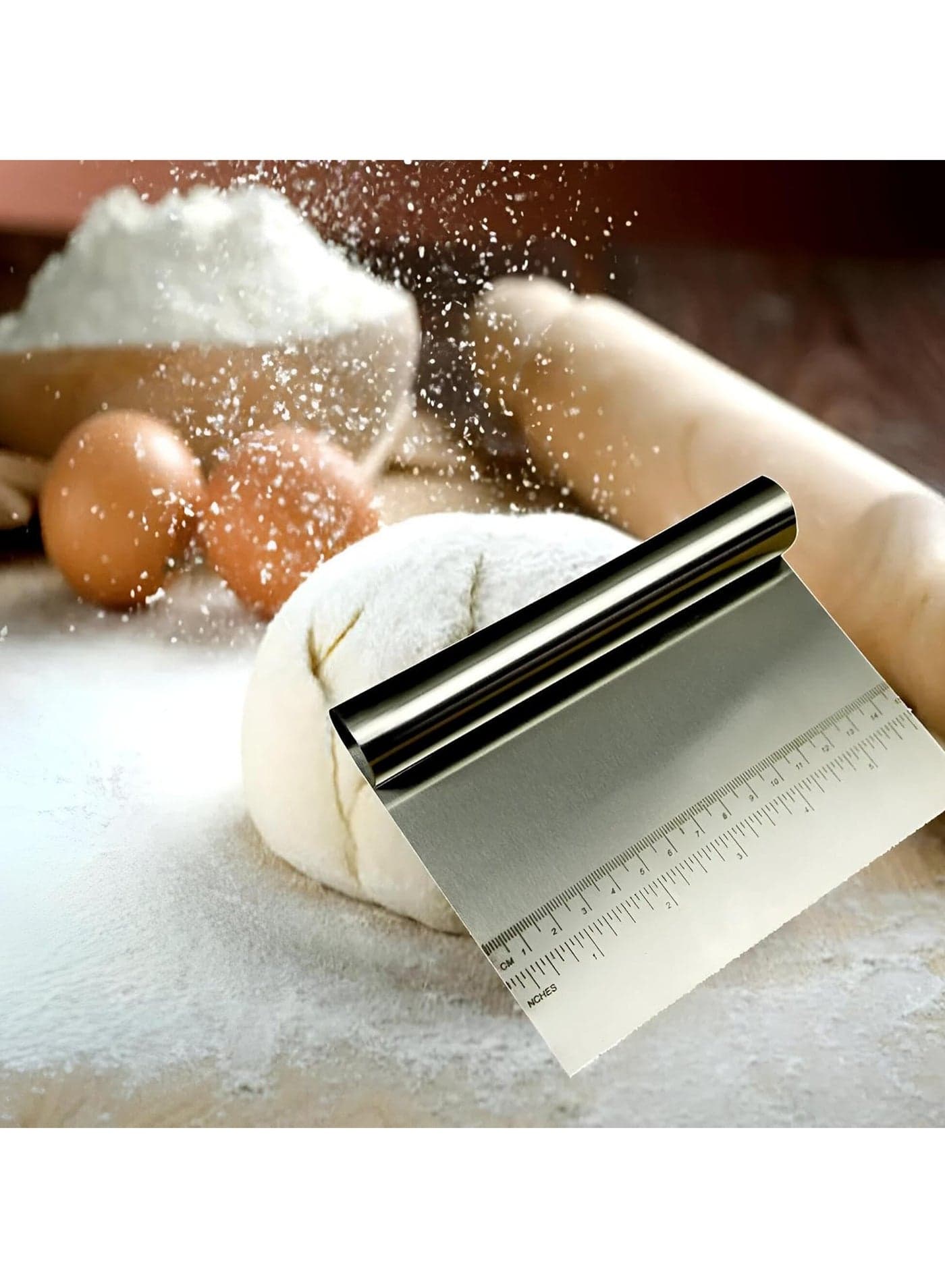 Stainless Steel Dough Cutter with Measurements, Multipurpose Stainless Steel Scraper/Cutter with Measurements, Cookie Cutters